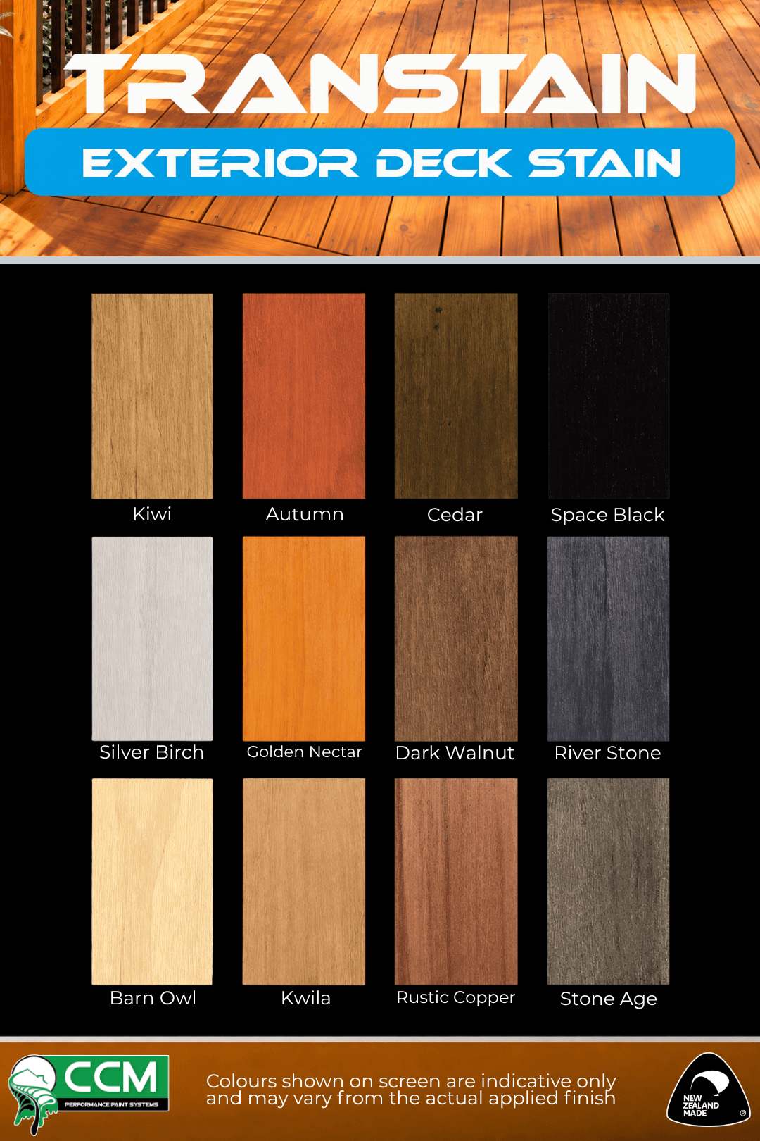 Transtain colour chart